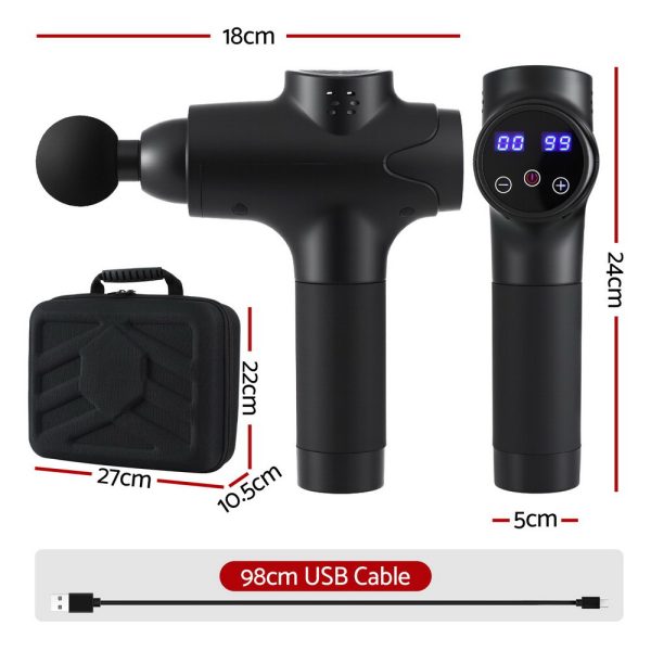 Everfit Massage Gun 30 Speed 8 Heads Chargeable Black - Image 2