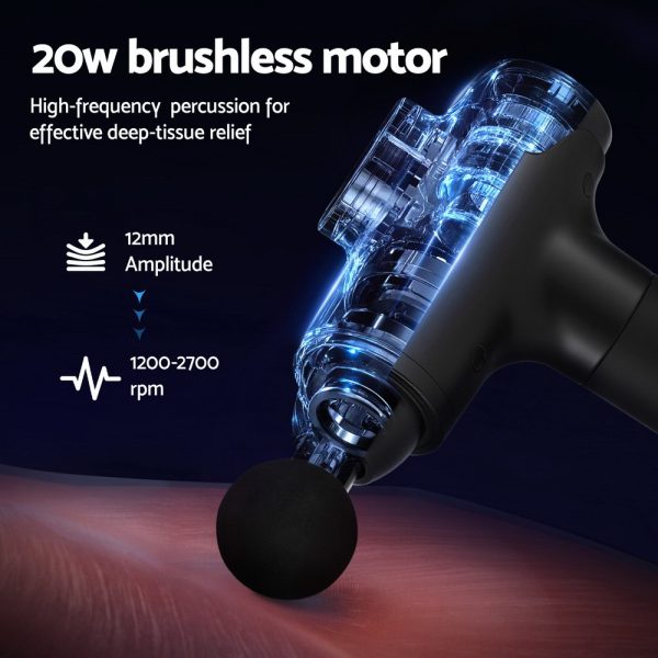 Everfit Massage Gun 30 Speed 8 Heads Chargeable Black - Image 3